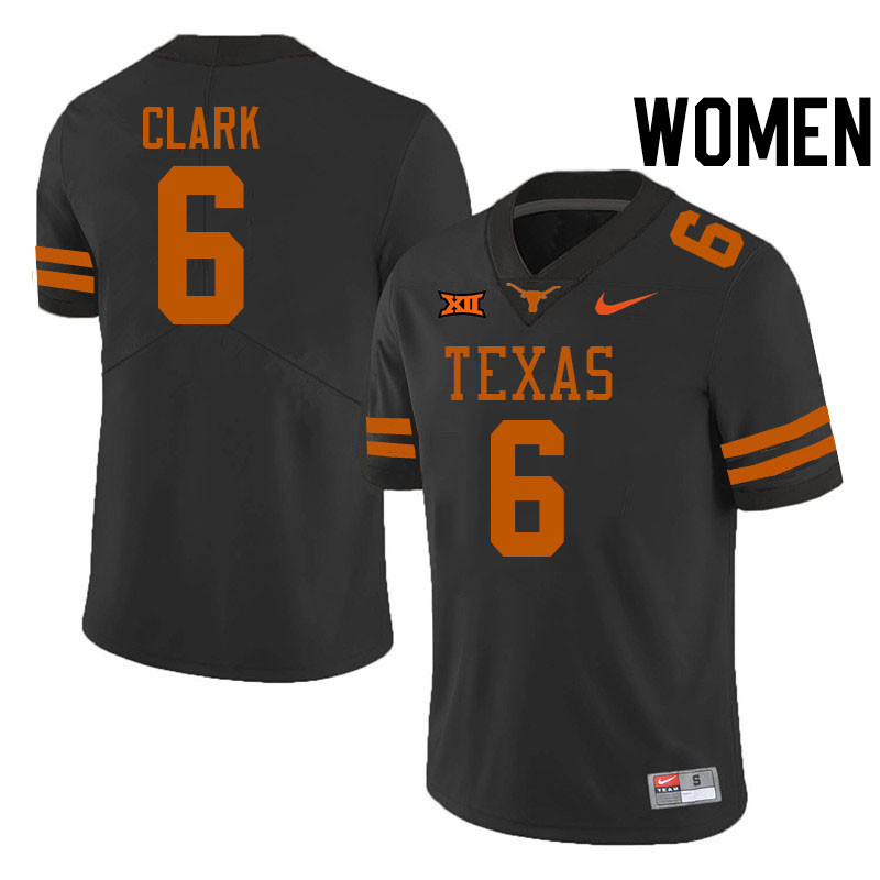 Women #6 Christian Clark Texas Longhorns College Football Jerseys Stitched-Black